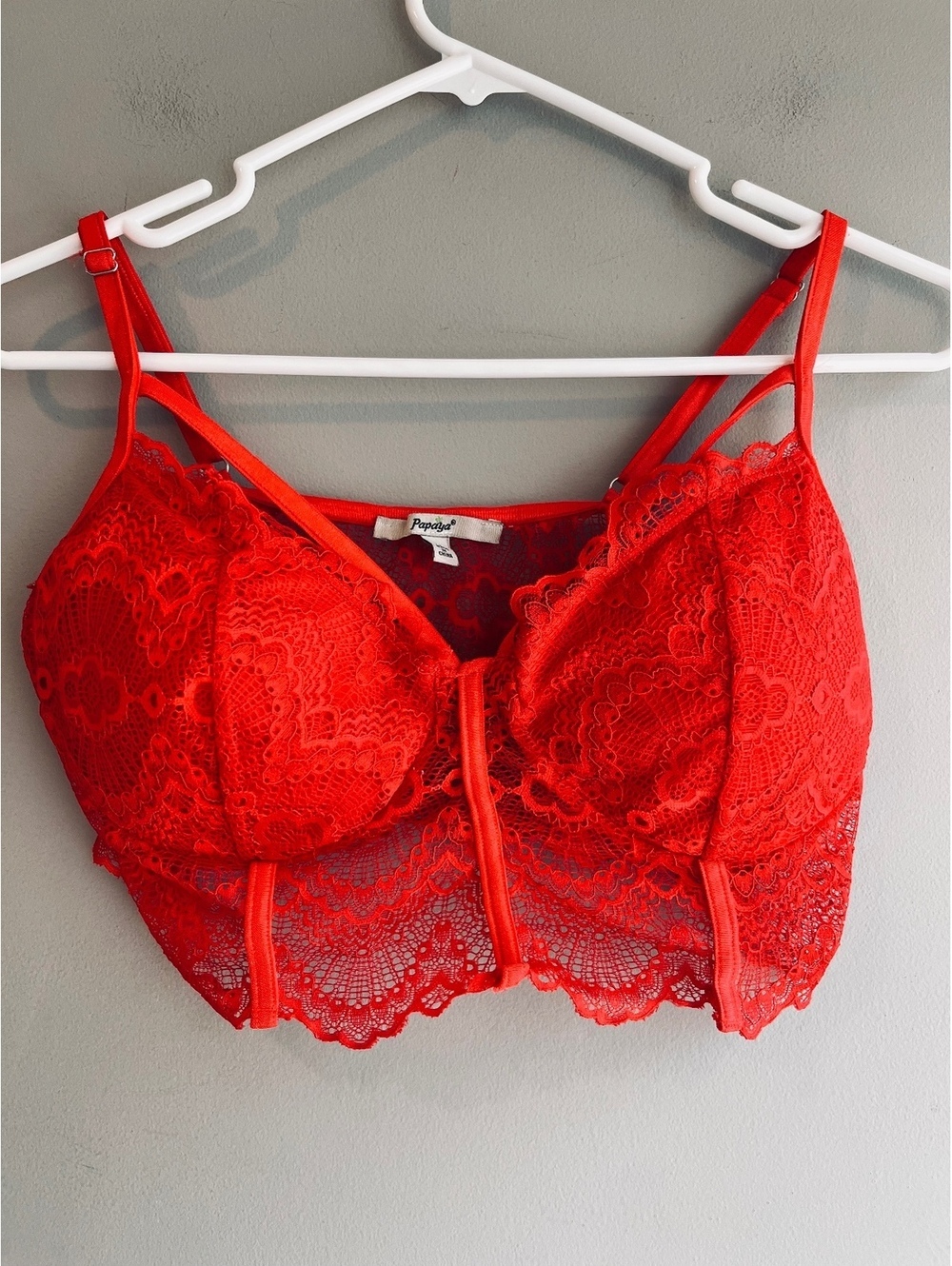 Papaya Red Sexy Lace Bra Size Large